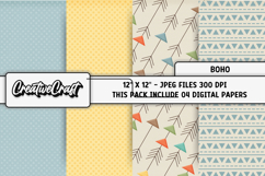 Boho Tribal Digital Paper, boho tribal digital scrapbook Product Image 1