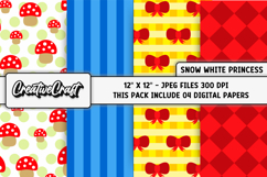 Snow white Princess Digital Paper, princess illustration Product Image 1