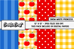Snow white Princess Digital Paper, princess illustration Product Image 1