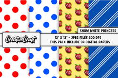 Snow white Princess Digital Paper, princess illustration Product Image 1