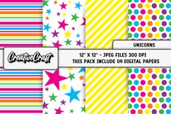 Unicorns Digital Paper, unicorns graphic, illustrations Product Image 1
