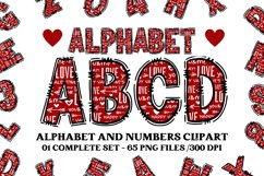 Valentine Alphabet Clip Art, valentines day letters doodle Product Image 1