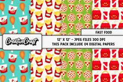 Fast Food Digital Paper, food graphics, food illustrations Product Image 1
