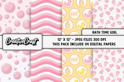 Rubber Duck Digital Paper, baby girl graphics, illustrations Product Image 1