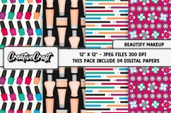 Makeup Digital Paper, beauty salon graphics, illustrations Product Image 1