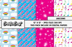 Unicorns Digital Paper, unicorns graphic, illustrations Product Image 1