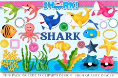 Nautical Shark png clipart, nautical printable illustration Product Image 2