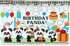 Birthday Panda png clipart, birthday printable illustration Product Image 1