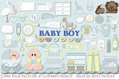 Baby Boy Clip Art, baby shower graphics, baby illustrations Product Image 2