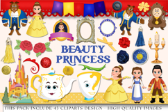 Beauty Princess png clipart, princess printable illustration Product Image 1