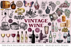 Vintage Wine png Cliparts, vintage graphics illustrations Product Image 1