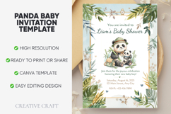 Panda Baby Shower Editable Invitation Template, canva design Product Image 1