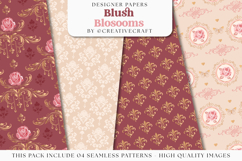 Blush Blossoms Seamless Pattern, roses flowers digital paper Product Image 1
