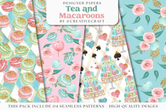 Tea Time Seamless Pattern, tea and macaroons patterns Product Image 1