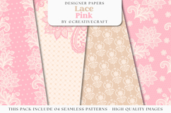 Lace Pink Seamless Pattern, lace pink digital paper graphics Product Image 2