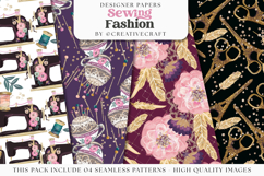 Sewing Fashion Seamless Pattern, sewing digital papers Product Image 1