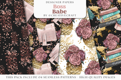 Boss Babe Seamless Pattern, boss girl digital papers graphic Product Image 1