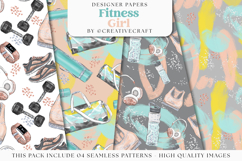Fitness Girl Seamless Pattern, gym digital paper graphic Product Image 1