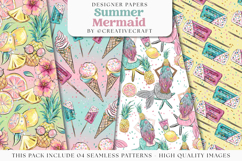 Summer Mermaid Seamless Pattern, mermaid digital papers Product Image 1