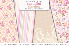 Garden Seamless Pattern, flowers roses digital papers Product Image 1
