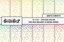 White Confetti Digital Paper, polka dot digital paper design Product Image 2