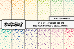 White Confetti Digital Paper, polka dot digital paper design Product Image 1
