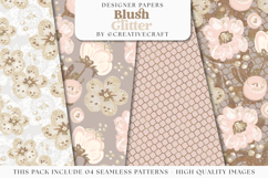 Blush Glitter Seamless Pattern, roses flowers digital papers Product Image 1