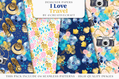 I Love Travel Seamless Pattern, i love travel digital papers Product Image 1