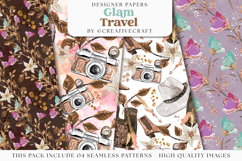 Glam Travel Seamless Pattern, glamour travel digital papers Product Image 1