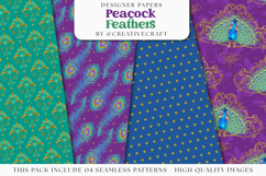 Peacock Feathers Seamless Pattern, feathers digital papers Product Image 1