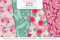 Love Birds Seamless Pattern, love birds digital papers Product Image 1