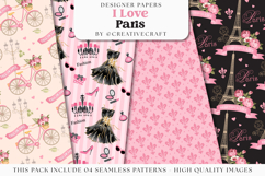 Love Paris Seamless Pattern, fashion chic digital paper Product Image 1