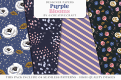 Purple Blooms Seamless Pattern, purple blooms digital papers Product Image 1