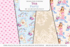 Tea Time Seamless Pattern, tea party digital papers graphics Product Image 1