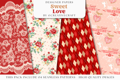 Valentine Day Seamless Pattern, valentine love digital paper Product Image 1