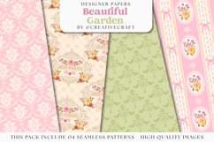 Garden Seamless Pattern, flowers roses digital papers Product Image 1