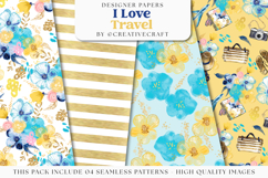 I Love Travel Seamless Pattern, i love travel digital papers Product Image 1