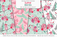 Love Birds Seamless Pattern, love birds digital papers Product Image 1