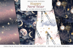 New Year Seamless Pattern, new year digital paper graphic Product Image 1