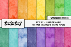 Watercolor Colors Digital Paper, watercolor illustration Product Image 2