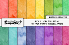 Watercolor Colors Digital Paper, watercolor illustration Product Image 1