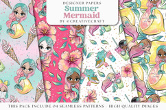Summer Mermaid Seamless Pattern, mermaid digital papers Product Image 1