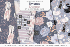 Swans Dance Ballet Seamless Pattern, ballet digital papers Product Image 1