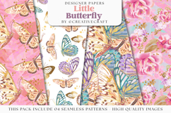 Little Butterfly Seamless Pattern, butterfly digital papers Product Image 1