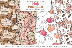 Pink Pumpkin Seamless Pattern, pink pumkin digital papers Product Image 1