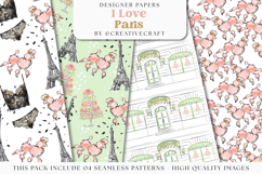 Love Paris Seamless Pattern, fashion chic digital paper Product Image 1