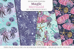 Magic Mermaid Seamless Pattern, little mermaid digital paper Product Image 1
