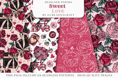 Valentine Day Seamless Pattern, valentine love digital paper Product Image 1
