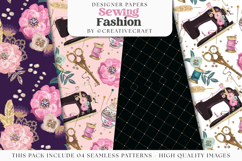 Sewing Fashion Seamless Pattern, sewing digital papers Product Image 1