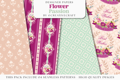 Floral Seamless Pattern, flowers roses digital paper graphic Product Image 1